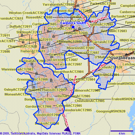 Canberra South Map